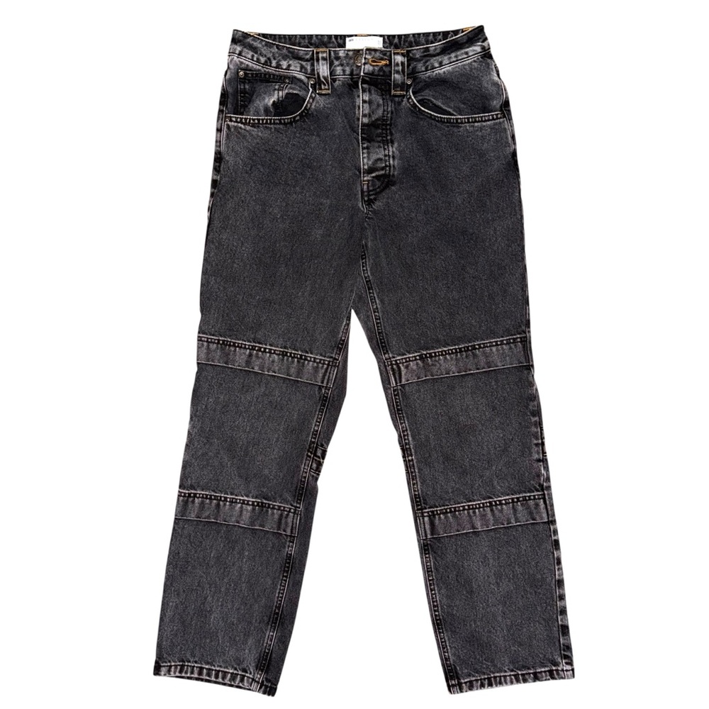 ASOS Washed Black Panel-Stitched Straight Leg Jeans – 90s Style